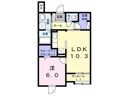 シエロアズール(1LDK/1階)の間取り写真