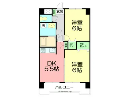 メゾンサモワール(2DK/5階)の間取り写真