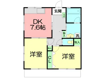 ベイサイドテラス元町(2DK/1階)の間取り写真