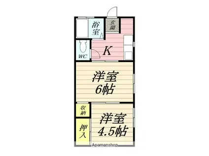 伊勢原エイトハイム(2K/1階)の間取り写真