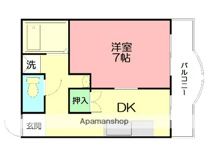 シャトー巽(1DK/2階)の間取り写真