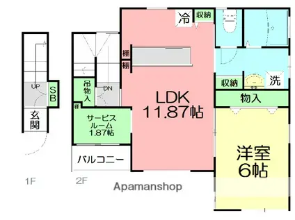 KAGETU湘南(1SLDK/2階)の間取り写真