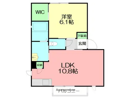 BERNESE(1LDK/1階)の間取り写真