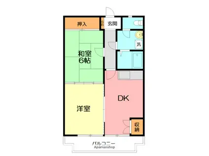 マイトレヤ木村(2DK/1階)の間取り写真