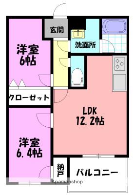 ラルジュテール(2LDK/2階)の間取り写真