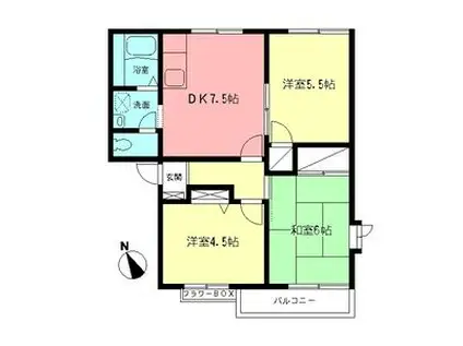 プランドールA(3DK/2階)の間取り写真