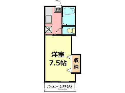 N・Kハイツ(1K/1階)の間取り写真