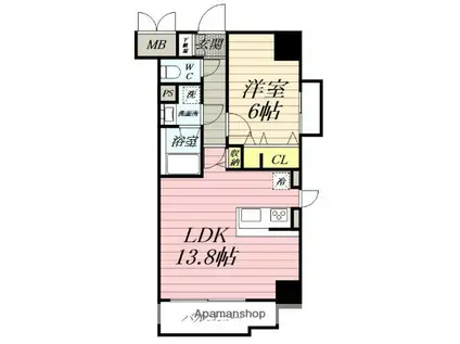 ソレアード湘南(1LDK/2階)の間取り写真