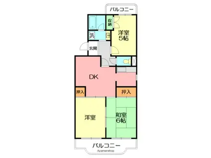 エトワール薬師台(3DK/4階)の間取り写真