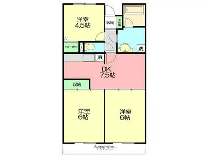 くりぃむマンション(3DK/1階)の間取り写真