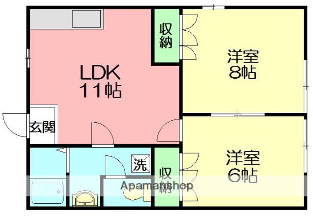仲居ハイツⅢ(2LDK/2階)の間取り写真