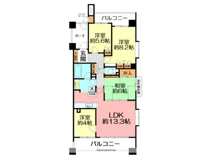 クリオ藤沢善行八番館(4LDK/4階)の間取り写真