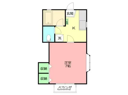 コーポ内海(1K/1階)の間取り写真