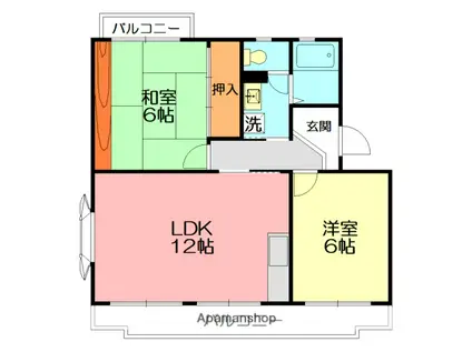 プラザM.M(2LDK/1階)の間取り写真