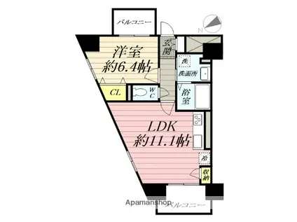 サウスERNCROSS鵠沼(1LDK/4階)の間取り写真
