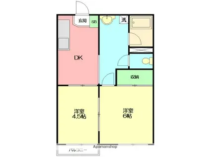 第1ブランドール(2DK/2階)の間取り写真