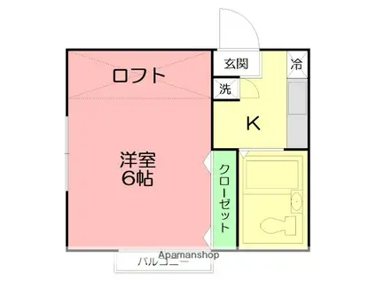 パームタウン(1K/2階)の間取り写真