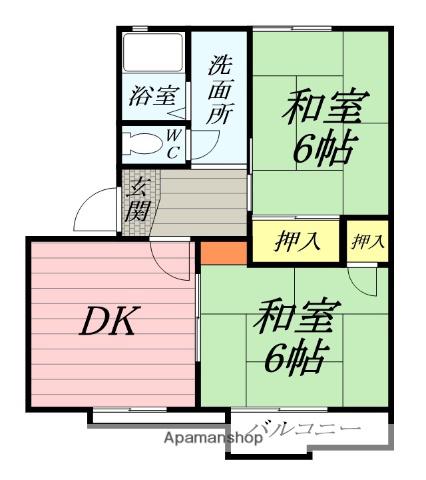 エクセール金子C(2DK/2階)の間取り写真