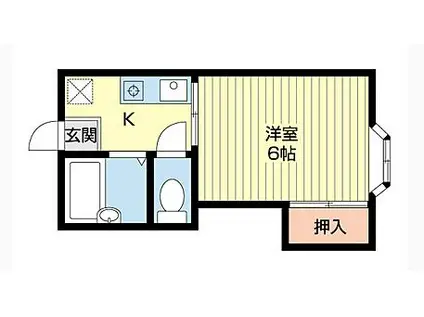 ローズガーデン(1K/1階)の間取り写真