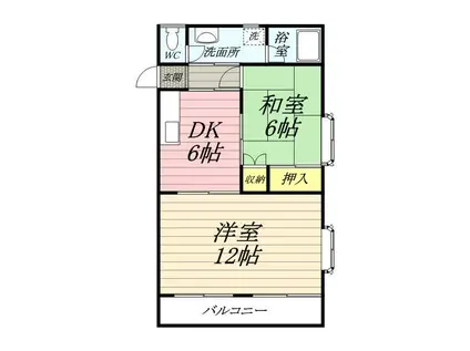 フローラルハイツ(2DK/1階)の間取り写真