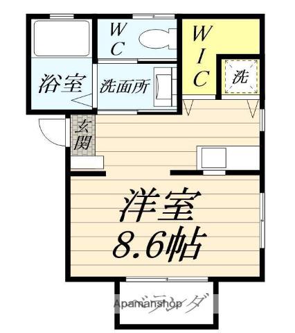 プレステージⅡ(ワンルーム/1階)の間取り写真