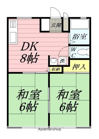 YSハイツ(2DK/2階)の間取り写真