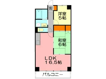 プラザ御殿(1SLDK/5階)の間取り写真