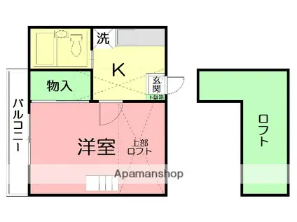 オートハイツ平塚(1K/1階)の間取り写真