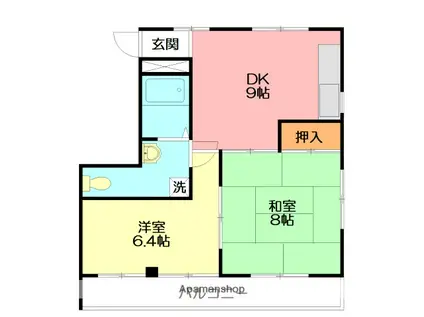 レイフローラルⅣ(2DK/3階)の間取り写真