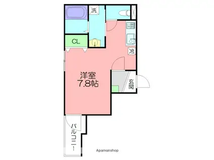 フルセイル蛍田(ワンルーム/2階)の間取り写真