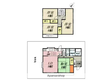 東海道本線 藤沢駅 バス乗車時間:10分 高谷小学校入口バス停で下車 徒歩4分 2階建 築45年(4LDK)の間取り写真