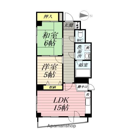 ランドジッツ平塚(2LDK/1階)の間取り写真