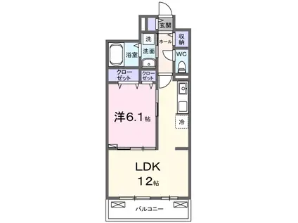 ラ・ミア・ヴィア(1LDK/2階)の間取り写真