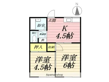 マルベリーハイツ(2K/1階)の間取り写真