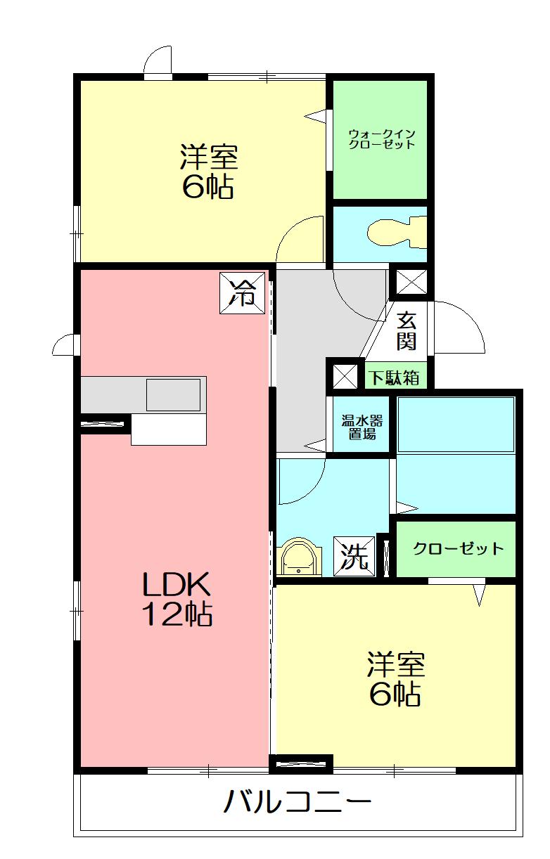 ソレアードA(2LDK/1階)の間取り写真