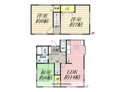 小田急電鉄江ノ島線 善行駅 徒歩17分 2階建 築51年(3LDK)の間取り写真