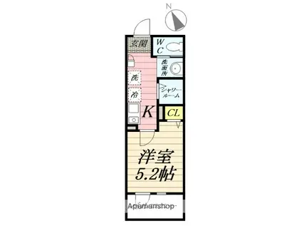 高座渋谷ヒルズ(1K/2階)の間取り写真