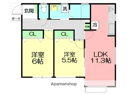 ウィスマ・セントラル(2LDK/1階)の間取り写真