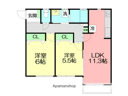 ウィスマ・セントラル(2LDK/2階)の間取り写真