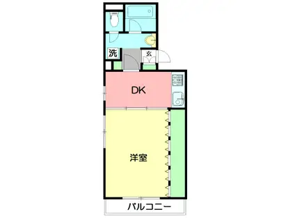 エンゼルハイム藤沢善行(1DK/3階)の間取り写真