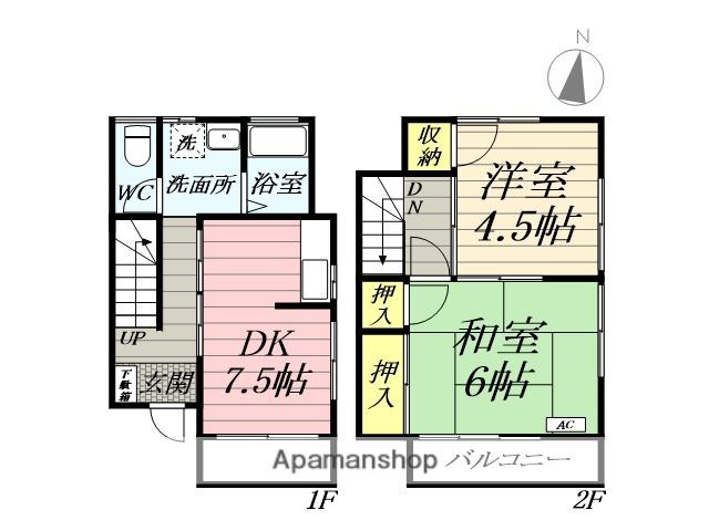 岡本テラス(2DK/1階)の間取り写真