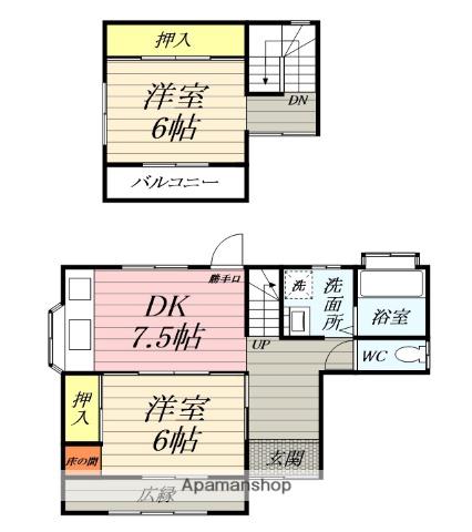 小田急電鉄江ノ島線 鶴間駅 徒歩13分 2階建 築32年(2DK)の間取り写真