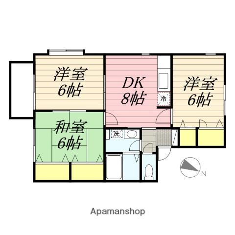 リバーサイド石塚B(3DK/1階)の間取り写真