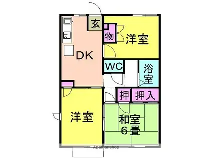 湘南サンライズガーデンB棟(3DK/2階)の間取り写真