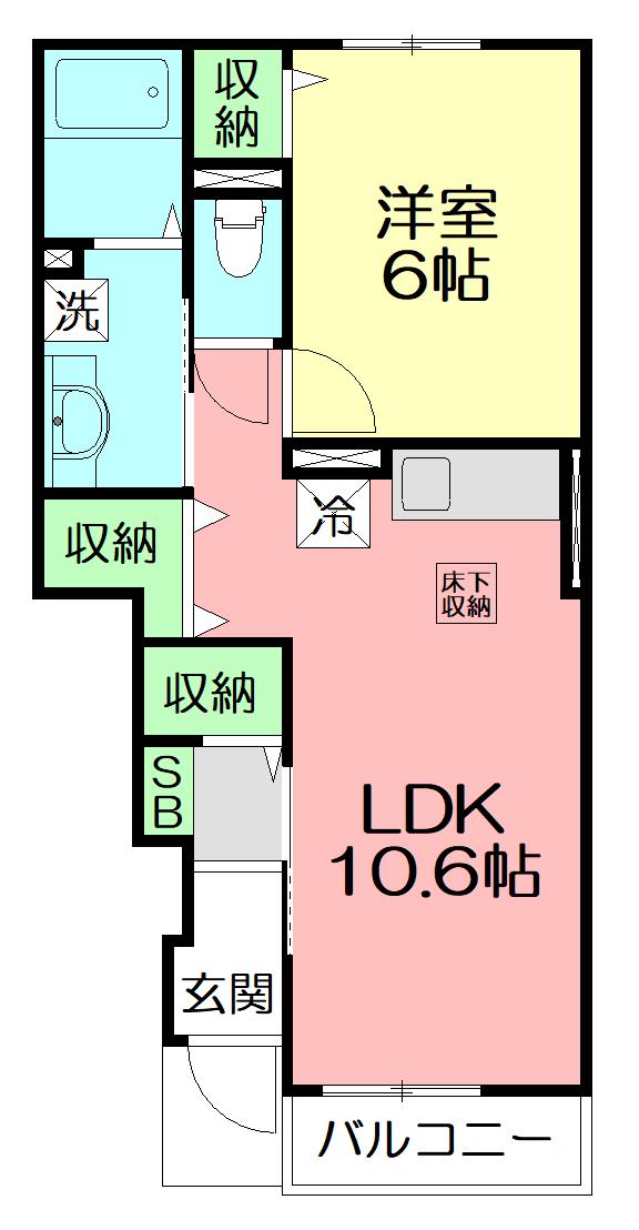 サンビレッジ1(1LDK/1階)の間取り写真