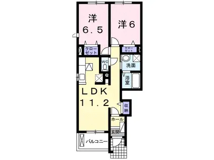 ヴェルガーデン(2LDK/1階)の間取り写真