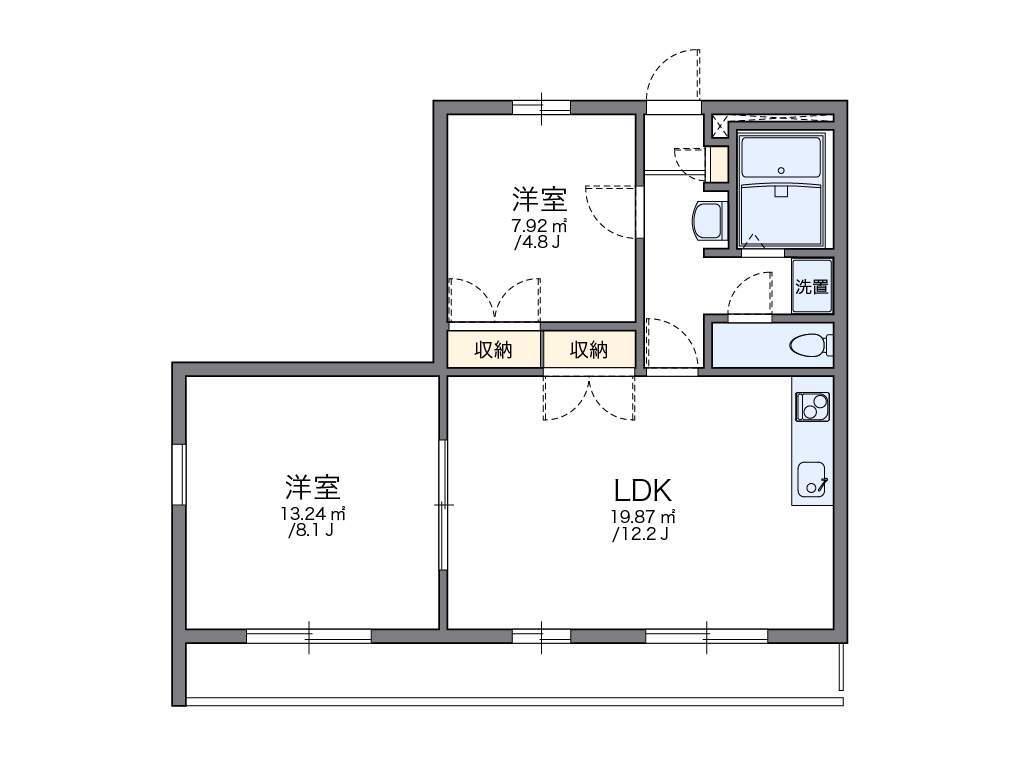 レオパレスエスペランサ(2LDK/2階)の間取り写真