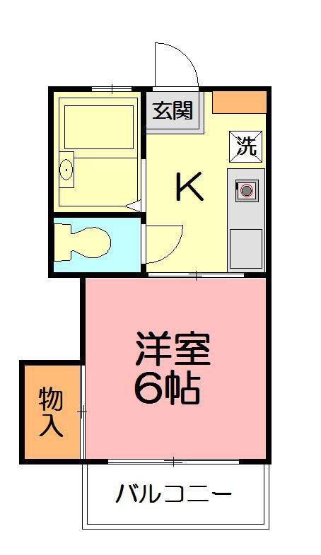 ハイツつるみね(1K/1階)の間取り写真