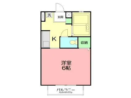 小田急電鉄小田原線 東海大学前駅 徒歩6分 2階建 築28年(1K/2階)の間取り写真