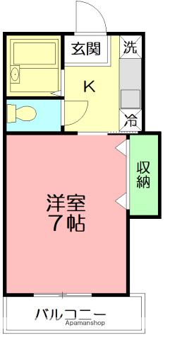 ベルハイム21(1K/1階)の間取り写真